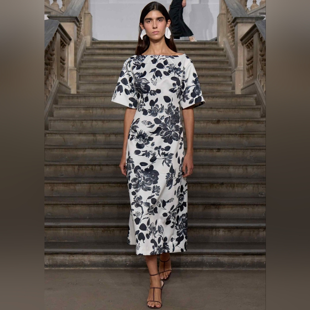 Emilia Wickstead Floral-print Twill Midi Dress NWT Sz 2